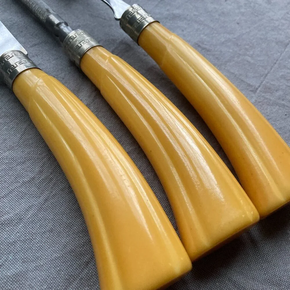 BAKELITE Handled Sheffield 3pc. Carving Set, Westall Richardson, England Vintage